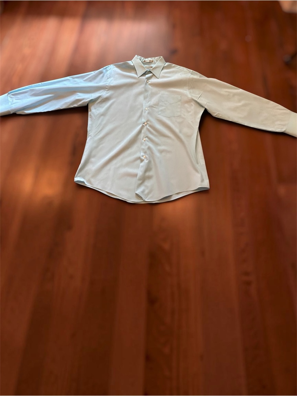 Van Heusen Blue Long-Sleeve Dress Shirt. 17.5